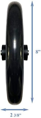 Caster Wheel, Hard Rubber Tire, 8" x 1"- 2 3/8" Hub Width; Fits Most Sunrise, Medline, Drive, Invacare, E&J, Guardian, ALCO & Other Manual Wheelchairs (Black, 7/16" Axle, Wide Hub) One Pair
