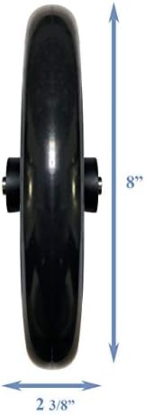 Caster Wheel, Hard Rubber Tire, 8" x 1"- 2 3/8" Hub Width; Fits Most Sunrise, Medline, Drive, Invacare, E&J, Guardian, ALCO & Other Manual Wheelchairs (Black, 7/16" Axle, Wide Hub) One Pair