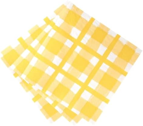 Talking Tables 20 x Yellow Gingham Disposable Napkins, Recycled Checkered Paper Serviettes for Picnics & Al Fresco Summer Dining Eco-Friendly for Birthday Easter, Weddings, BBQ, Decoupage 3ply 33cm