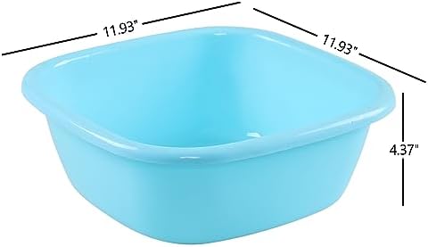 8 Quart Plastic Square Wash Basin Tub, Colorful Small Dish Pan, 3 Packs