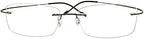 Stylish Rimless Frame Reading Glasses Black Gold Metallic