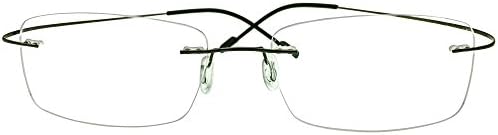 Stylish Rimless Computer Reading Glasses Black Gold Metallic Readers
