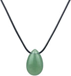 Green Aventurine Necklace, Healing Natural Stone Necklace for Women, Teardrop Shape Crystal Pendant Jade Necklace with Adjustable Rope