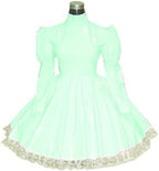 Plus Size Bridesmaid Dress Long Sleeve Maid Dress Cute Cosplay Costumes Vinyl Dresses Candy Color Lace 7XL Women Dresses,Light Green,XXXL
