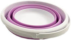 SAMMART Collapsible Plastic Bucket - Foldable Round Tub with Handle - Pop Up Saving (White/Pale Purple, 5.5L)