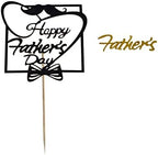 SUMERSHA 12 Pieces Happy Father's Day Cake Toppers Black Gold Cupcake Picks for Father's Day Birthday Cake Decoration Party Supplies