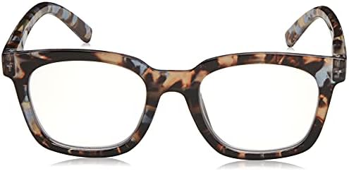 Peepers by PeeperSpecs Women's to The Max Square Light Blocking Reading Glasses, Blue Quartz, 49 + 1.25