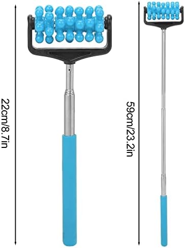 Back Massage Roller Stick, Adjustable Back Head Arm Scratch Roller Massager, Men Women Household Muscle Soreness Pain Relief Telescopic Roller Massager, Portable Extendable Telescoping(Sky Blue)