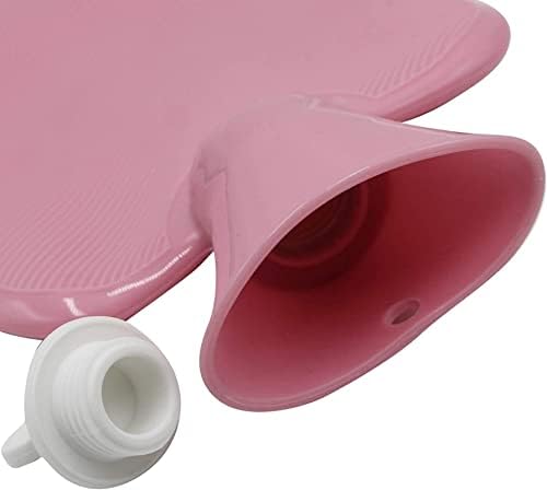 1 Liter Rubber Hot Water Bottle with Soft Plush Fleece Cover, Cute Cat Water Bag Hot and Cold Therapy for Cramps Pain Relief