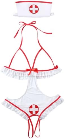 Sexy Nurse Costume Lingerie for Women, 2 Pcs Nurse Lingerie Set with Headband Sexy Halloween Costume Woman 2026