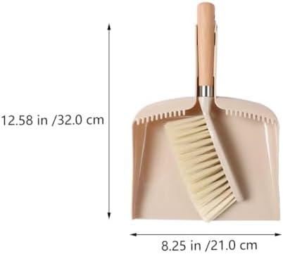 Cabilock Mini Broom and Dustpan Set 2pcs Wooden Handle Desktop Cleaning Brush and Shovel Combo for Home Office Table Dust Removal