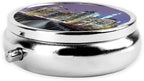 New York City 3 Compartment Medicine Pill Case, Printed Travel Pill Box for Purse & Pocket, Cute Portable Pill Organizer Box Medicine Vitamin Holder Organizer