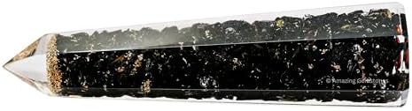 Amazing Gemstone Black Tourmaline Orgonite Orgone Crystal Towers - Large 4.5" Orgonite Crystal Wand Obelisk Tower Point for Meditation, Crystals and Healing Stones Gift and Protection