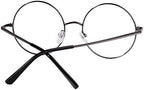 Agstum Retro Round Metal Non-Prescription Eyeglasses Frame with Spring HInge Clear Lens