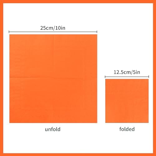200 Pack Cocktail Napkin 2-Ply Dessert Napkins Folded 5 x 5 Inches Disposable Napkins for Dinner Wedding Birthday Party Bridal Anniversary Reception Event (200, Orange)