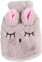 Cute Rabbit Hot Water Bottle with Cover, Detachable Stuffed Animal Warm Water Bag,Leakproof PVC Warm Bag for Period Pain & Muscle Relief (Beige)