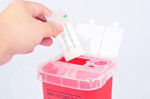 Portable Sharps Container for Beauty Salon,Needle Disposal Bin for Professional Labs and Home Use,Small Containers for Outdoor (Yellow)