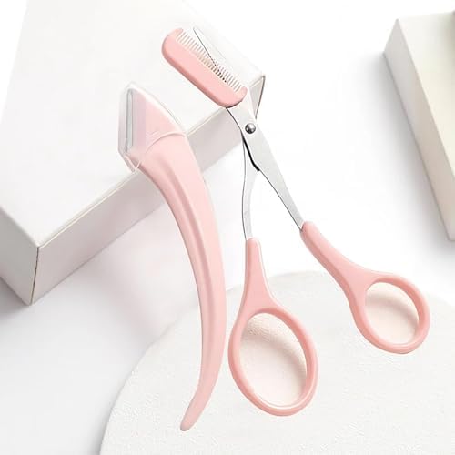 Eyebrow Trimming Kit Stainless Steel Scissors and Razor with Comb Professional Brow Grooming Tools for Precise Shaping