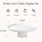 13 Inch Ceramic Cake Stand with Pedestal - White Round Cake Plate for Dessert Table Display, Elevated Cupcake Stand for Wedding, Birthday, Baby Shower, Tea Party, Holiday Entertaining