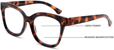 Women Large Oversized Progressive Clear Bifocal Reading glasses - No Line or Bubble - Zero Power on Top Wide Reader