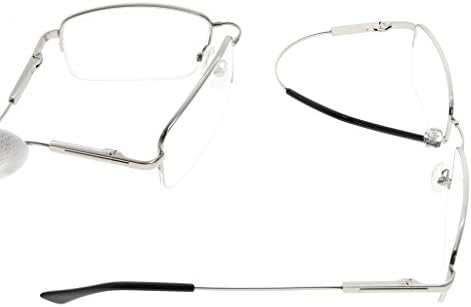 Eyekepper Half-Rim Reading Glasses-Blue Light Blocking-Reduced Eye Strain-Memory Computer Glasses Titanium Readers Men, Transparent Lenses (Silver,+4.00)