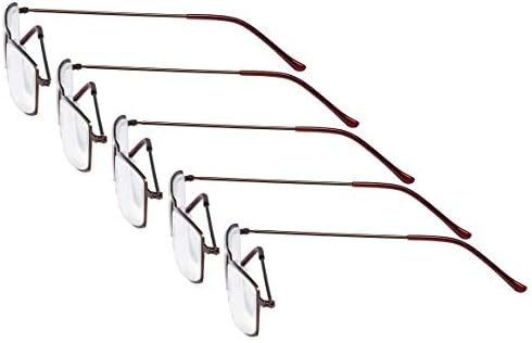 Eyekepper 5-Pack Stainless Steel Frame Half-eye Style Reading Glasses Readers Brown +2.75