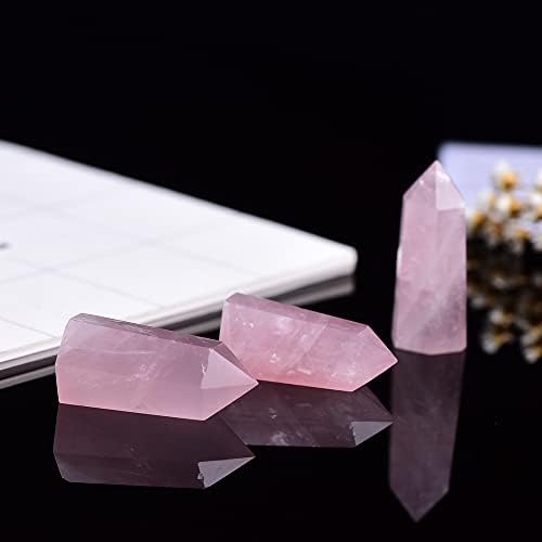 35-45Mm 1Pc Natural Crystal Rose Quartz Point Healing Stone Hexagonal Prisms Obelisk Wand Treatment Ornaments Stone - (Color: Rose Quartz)