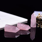 35-45Mm 1Pc Natural Crystal Rose Quartz Point Healing Stone Hexagonal Prisms Obelisk Wand Treatment Ornaments Stone - (Color: Rose Quartz)