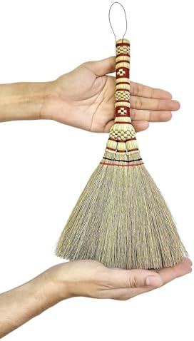 2 Piece Small Whisk Broom Handheld Brush Whisks Away Dust, Dirt & Debris Brush Hanger for Easy Storage Perfect for Indor Outdoor and Car - Short of Asian Whisk Broom (staw soft broom)