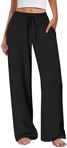 Kivdol Womens Yoga Sweatpants Wide Leg Lounge Pajamas Pants Drawstring Workout Comfy Joggers Sweatpants Pants Pockets