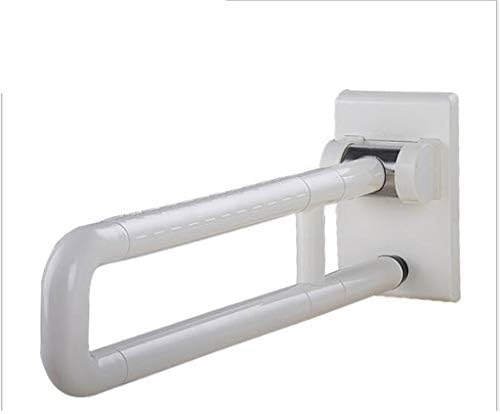 handrail Handrails Grab Bar U Type Foldable Stainless Steel Disabled Old Man Barrier-Free Urinal Handrail/Support Double Tube Rail – Drops Down & Folds up/White