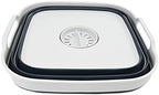 SAMMART 10L (2.64 gallon) Collapsible Dishpan with Draining Plug - Foldable Washing Basin - Portable Dish Washing Tub - Space Saving Kitchen Storage Tray (Grey/Slate Grey)
