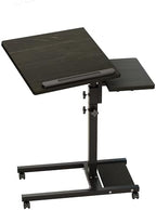 TigerDad Mobile Adjustable Height Laptop Stand PC Computer Portable Notebook Swivel Laptop Desk Rolling Table Desk Cart Tiltable with Wheels Casters& Mouse Pad Table (Dekuwood)