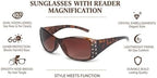 Mass Vision 2 Pair of Women's Fashion Bifocal Reading Sunglasses with Rhinestones - Microfiber Carrying Cases Included