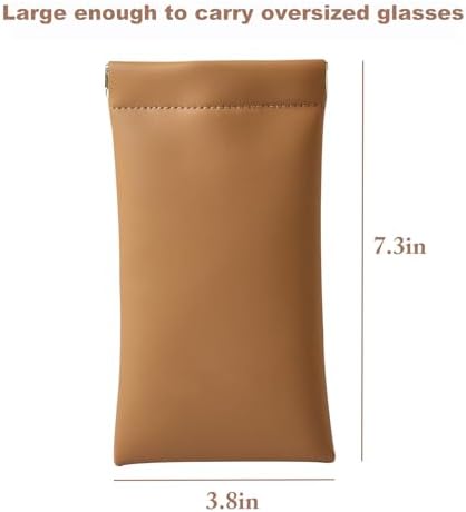 Squeeze Top Sunglass Case, New Organosilicon Soft PU Leather Eyeglass Glass Case Travel Large Sunglasses Pouch