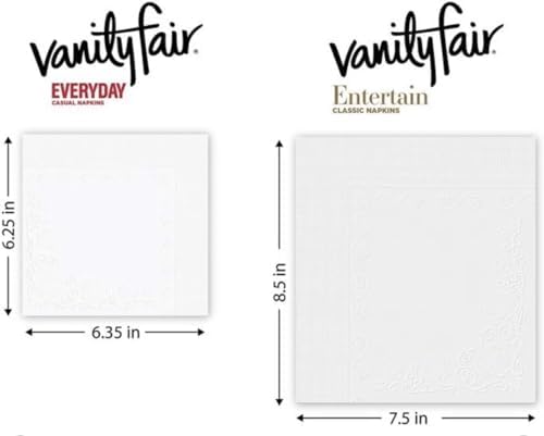 Vaniti Fair Napkins Entertain Classic 3-ply, 60 Count, Pack of 2, White