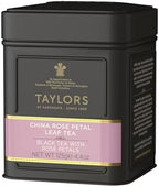 Taylors of Harrogate China Rose Petal, Black Tea, Loose Leaf, 4.41 Ounce Tin Caddy, Fragrant, Delicate, and Floral, Caffeinated, Premium Whole Leaf Tea