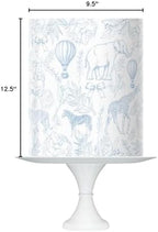 Blue Toile Safari Baby Shower Cake Topper, 8x10 inch Icing Sheet, Vintage Blue Jungle Design