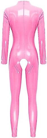 YiZYiF Womens Latex Jumpsuit Sleeveless Hollowing Out One Piece Outfits Bodycon Party Club Rompers