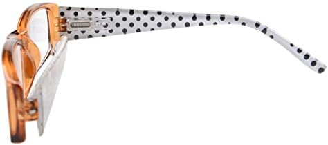 Eyekepper Spring Hinges Polka Dots Patterned Temples Rectangular Reading Glasses Readers Brown +3.5