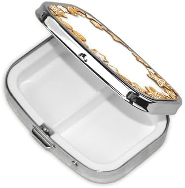 Christmas Gingerbread Cookies Snowflake Print Small Pill Case, Metal Square Travel Pill Organizer Portable Mini Pill Box 2 Compartments for Vitamin, Cod Liver Oil, Supplement