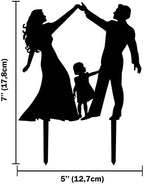 CARISPIBET Cake topper couple dancing with daughter wedding engagement anniversary cake decorative
