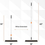 Horse Hair Upright Dust Broom – 18" Swivel Kitchen Sweeper with Soft Bristles for Dog Hair, Hardwood & Tile Floors – Telescopic Handle, Narrow Thin Design