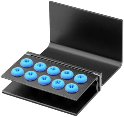 5pcs 10 Holes Dental Burs Holder Block Case with Blue Silicone Dental Autoclavable Burs Holders (Black)