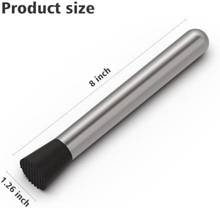 Ohtomber 8" Muddler for Cocktails, Stainless Steel Cocktail Drink Muddler Bartender Accessories, Lemon Smasher for Home Kitchen Bar Tools, Bartending Supply Ice Crusher for Mojitos Fruit Drinks