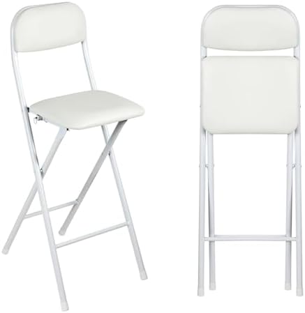 Office Chair Folding High Stool with Backrest No Assembly Required Bar with Footrest for Kitchen Store