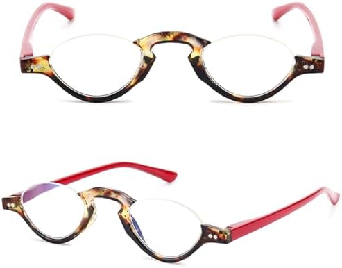 Half Moon Reading Glasses Blue Light Blocking Computer Readers Spring Hinge Small Retro Half Frame Eyewear