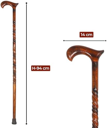 KSJONE Wood Cane 36 Inches Natural Classic Wood Walking Stick Fancy Canes Ergonomic Wood Cane for Seniors (Elegant Derby Handle)