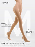 MANZI Women's 2-6 Pairs Opaque Control Top Tights Comfort Stretch 70 Denier Pantyhose