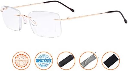CessBlu Rimless Reading Glasses Lightweight Readers for Men